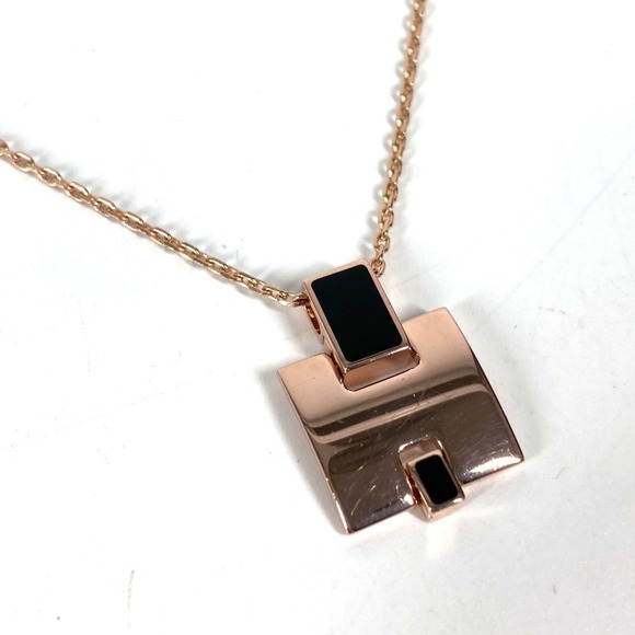 HERMES Hermes Accessories Eileen Chain H Logo Necklace Metal Women's Black